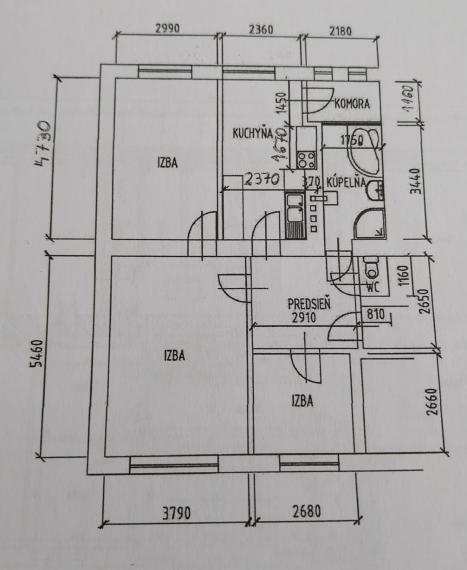 3-izbový tehlový byt s vlastným kúrením, 2 komínmi a dvorom – Košice, Staré mesto
